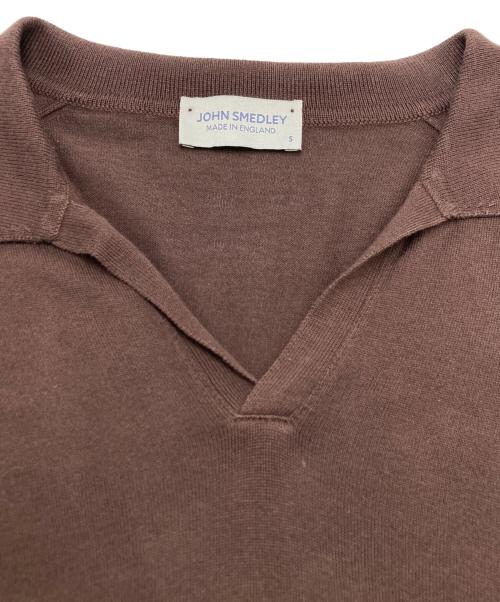 JOHN SMEDLEY（ジョンスメドレー）JOHN SMEDLEY (ジョンスメドレー) ニットポロシャツ ブラウン サイズ:SIZE Sの古着・服飾アイテム
