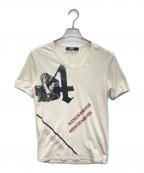 RAF BY RAF SIMONSラフバイ ラフシモンズ）の古着「ストレッチVネックTシャツ」｜ホワイト