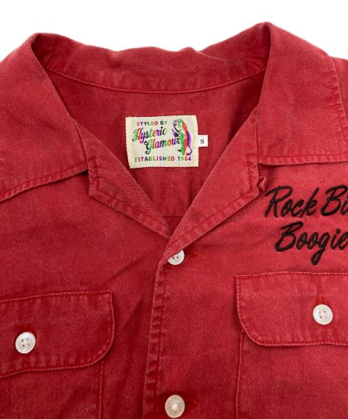 Hysteric Glamour（ヒステリックグラマー）Hysteric Glamour (ヒステリックグラマー) オープンカラー刺繍シャツ レッド サイズ:Sの古着・服飾アイテム