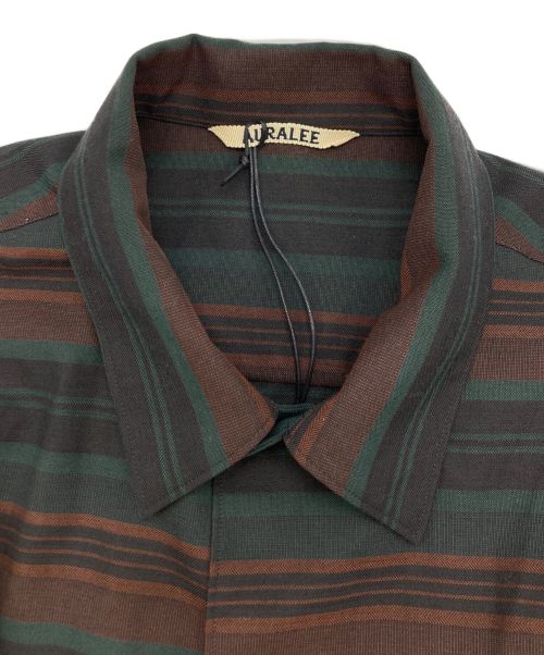 AURALEE（オーラリー）AURALEE (オーラリー) WOOL POLYESTER BORDER HALF SLEEVED SHIRTS グリーン×ブラウン サイズ:SIZE 5の古着・服飾アイテム