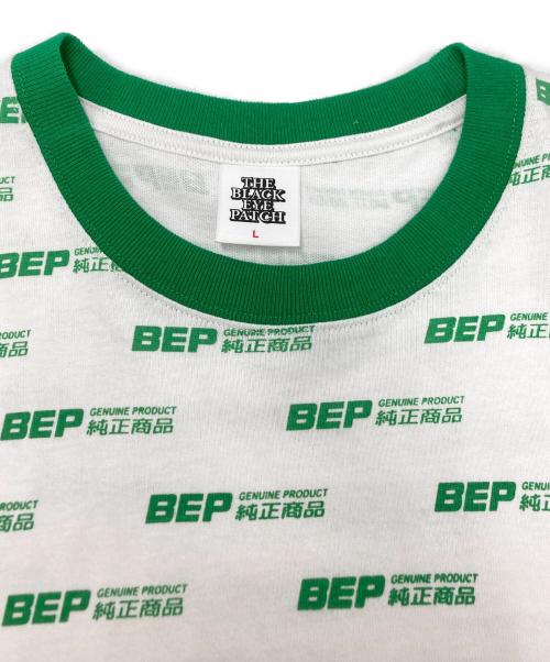 THE BLACK EYE PATCH（ブラックアイパッチ）THE BLACK EYE PATCH (ブラックアイパッチ) BEPロゴ Tシャツ ホワイト×グリーン サイズ:SIZE Lの古着・服飾アイテム