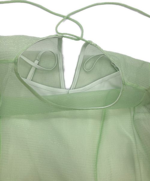 FRAY ID（フレイ アイディー）FRAY ID (フレイ アイディー) ドロップショルダーシアーパフスリーブチュニック グリーン サイズ:FREEの古着・服飾アイテム