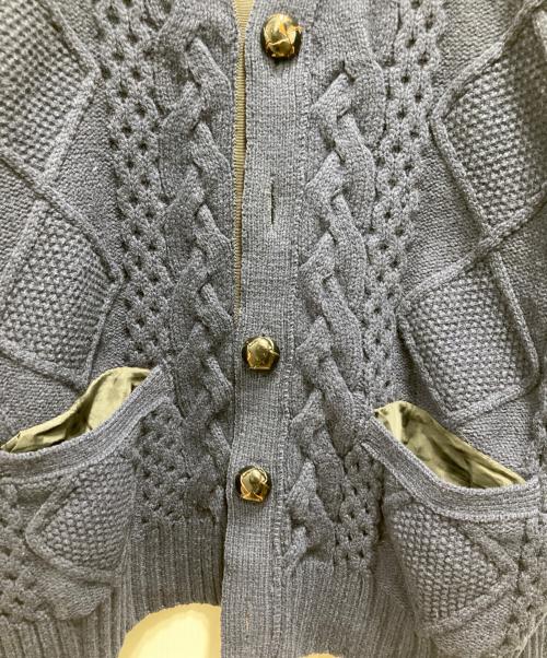 sacai（サカイ）sacai (サカイ) 異素材ニットカーディガン ネイビー×ブラック サイズ:2の古着・服飾アイテム