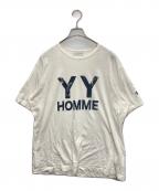 Yohji Yamamoto pour hommeヨウジヤマモト プールオム）の古着「コットン天竺YYHプリントTシャツ」｜ホワイト