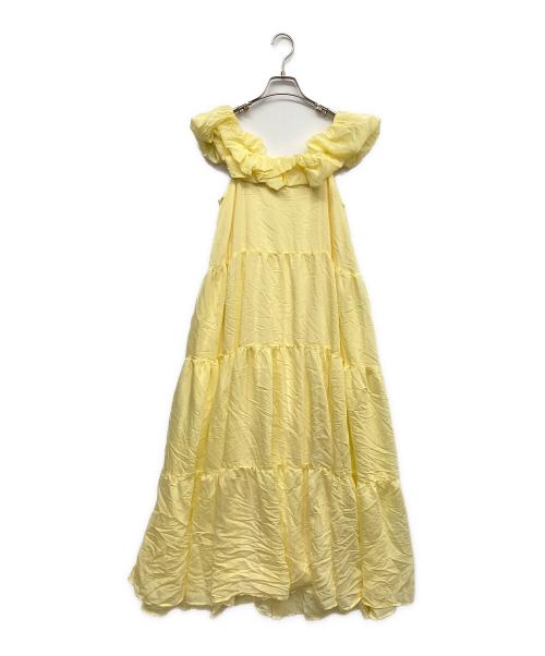 Katrin TOKYO（カトリーン トーキョー）Katrin TOKYO (カトリーン トーキョー) fluffy shoulder back tiered onepiece イエロー サイズ:Fの古着・服飾アイテム