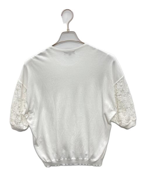 DRAWER（ドゥロワー）Drawer (ドゥロワー) 16Gコットンレースニット ホワイト サイズ:SIZE　2の古着・服飾アイテム