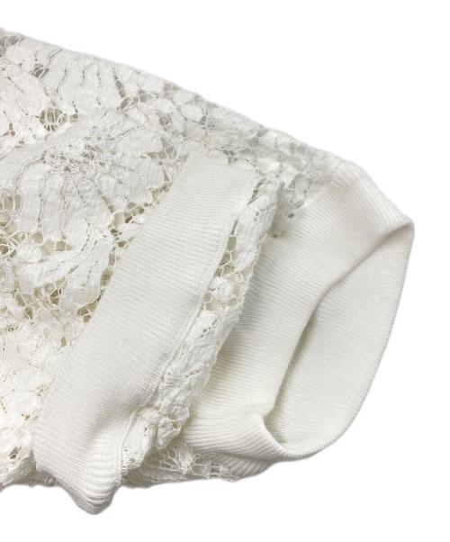 DRAWER（ドゥロワー）Drawer (ドゥロワー) 16Gコットンレースニット ホワイト サイズ:SIZE　2の古着・服飾アイテム