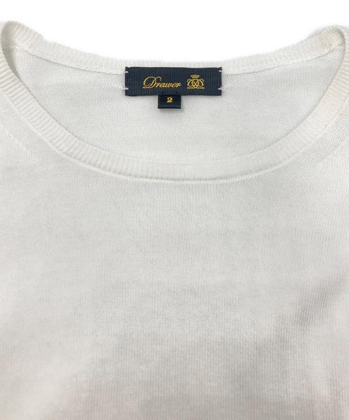 DRAWER（ドゥロワー）Drawer (ドゥロワー) 16Gコットンレースニット ホワイト サイズ:SIZE　2の古着・服飾アイテム