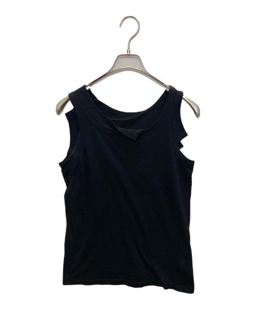 yohji yamamoto+noir（ヨウジヤマモトプリュスノアール）yohji yamamoto+noir (ヨウジヤマモトプリュスノアール) ノースリーブカットソー ブラック サイズ:SIZE 2の古着・服飾アイテム