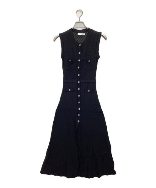 Sandro（サンドロ）Sandro (サンドロ) ボタンディテールノースリーブワンピース ブラック サイズ:SIZE Sの古着・服飾アイテム