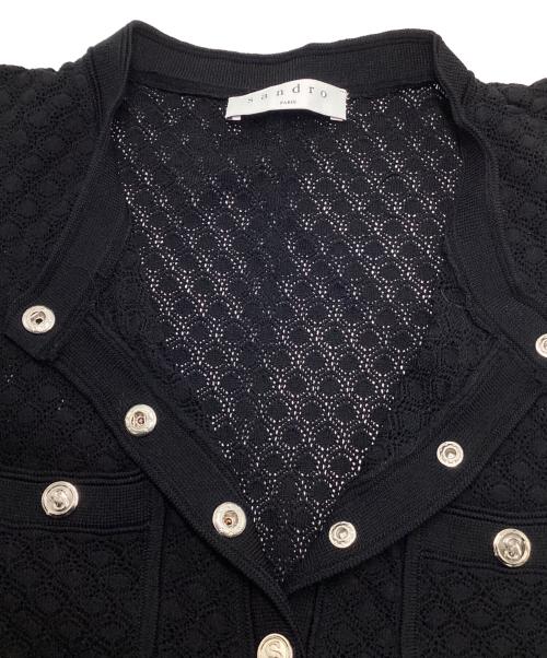 Sandro（サンドロ）Sandro (サンドロ) ボタンディテールノースリーブワンピース ブラック サイズ:SIZE Sの古着・服飾アイテム