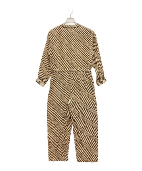 sara mallika（サラマリカ）sara mallika (サラマリカ) Rayon Jacquard Stripe Print All In One ベージュ×ブラック サイズ:SIZE Sの古着・服飾アイテム