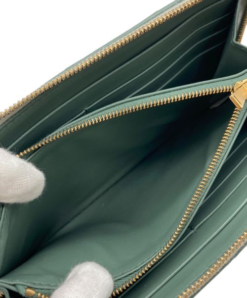 BOTTEGA VENETA（ボッテガベネタ）BOTTEGA VENETA (ボッテガベネタ) マキシイントレチャート ラウンドジップウォレット グリーンの古着・服飾アイテム