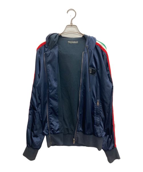 DOLCE & GABBANA（ドルチェ＆ガッバーナ）DOLCE & GABBANA (ドルチェ＆ガッバーナ) サイドラインナイロンジップブルゾン ネイビー サイズ:SIZE 46の古着・服飾アイテム