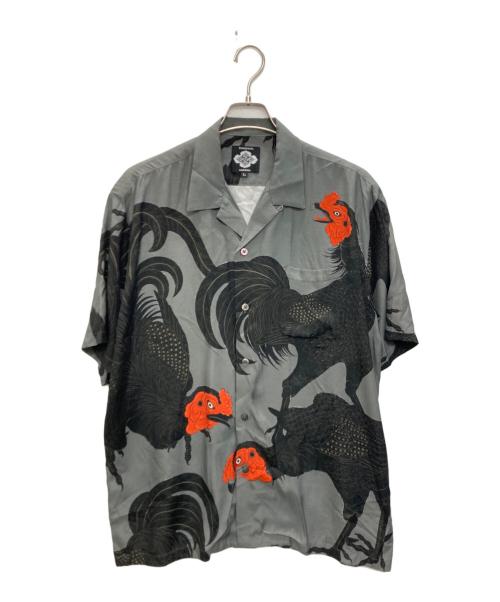 Gakkin（ガッキン）GAKKIN (ガッキン) BUDSPOOL (バッズプール) 軍鶏アロハシャツ グレー サイズ:SIZE Ｌの古着・服飾アイテム