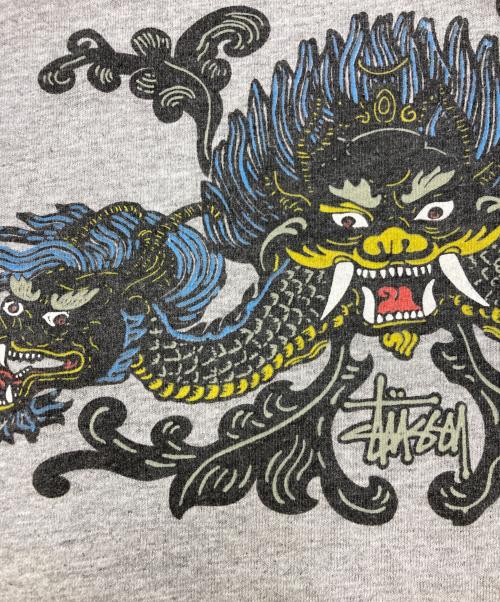 stussy（ステューシー）stussy (ステューシー) 90's ドラゴンプリントプリントカットソー グレー サイズ:SIZE Mの古着・服飾アイテム
