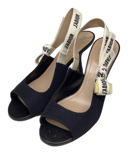 Christian Dior（クリスチャン ディオール）Christian Dior (クリスチャン ディオール) J'Adiorオープントゥーパンプス ブラック×ホワイト サイズ:SIZE 35 1/2の古着・服飾アイテム