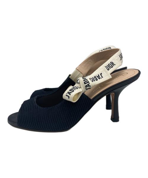 Christian Dior（クリスチャン ディオール）Christian Dior (クリスチャン ディオール) J'Adiorオープントゥーパンプス ブラック×ホワイト サイズ:SIZE 35 1/2の古着・服飾アイテム
