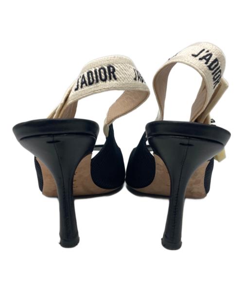 Christian Dior（クリスチャン ディオール）Christian Dior (クリスチャン ディオール) J'Adiorオープントゥーパンプス ブラック×ホワイト サイズ:SIZE 35 1/2の古着・服飾アイテム