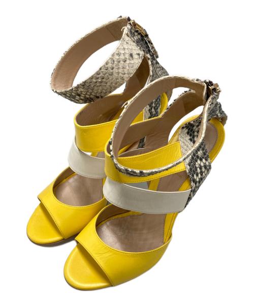 FENDI（フェンディ）FENDI (フェンディ) アンクルストラップヒールサンダル イエロー×ホワイト サイズ:SIZE 38の古着・服飾アイテム