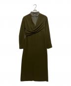 CLANEクラネ）の古着「COLLAR LAYERD DRAPE ONE PIECE」｜オリーブ
