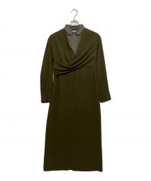 CLANE（クラネ）の古着「COLLAR LAYERD DRAPE ONE PIECE」｜オリーブ