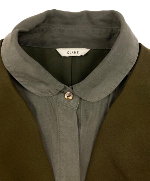 CLANE（クラネ）CLANE (クラネ) COLLAR LAYERD DRAPE ONE PIECE オリーブ サイズ:SIZE 2の古着・服飾アイテム