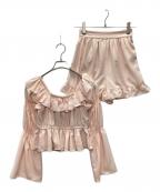 MISTREASSミストレアス）の古着「Frill Gather Top & Culotte Set」｜ピンク