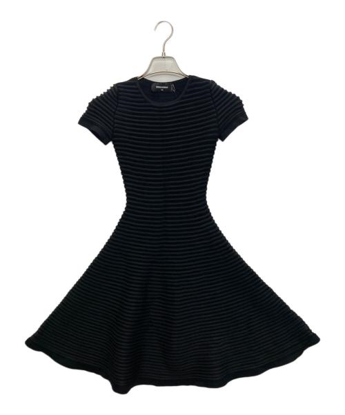 DSQUARED2（ディースクエアード）DSQUARED2 (ディースクエアード) クルーネックフレアニットワンピース ブラック サイズ:SIZE XSの古着・服飾アイテム