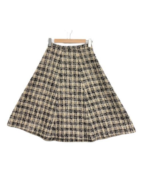 GUCCI（グッチ）GUCCI (グッチ) スクエアGロゴツイードスカート ベージュ×ブラック サイズ:SIZE36の古着・服飾アイテム