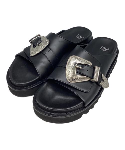 TOGA VIRILIS（トーガ ビリリース）TOGA VIRILIS (トーガ ビリリース) ベルト レザー シャーク サンダル ブラック サイズ:SIZE 41の古着・服飾アイテム