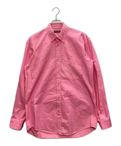 BALENCIAGA（バレンシアガ）BALENCIAGA (バレンシアガ) バックロゴ オーバーサイズ ボタンダウン シャツ ピンク サイズ:SIZE 37の古着・服飾アイテム