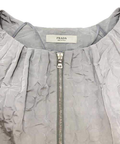 PRADA（プラダ）PRADA (プラダ) シルクブレンドジップブルゾン グレー サイズ:SIZE 40の古着・服飾アイテム