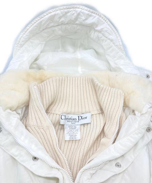Christian Dior（クリスチャン ディオール）Christian Dior (クリスチャン ディオール) ニットレイヤード中綿ジャケット ホワイト サイズ:SIZE F36/GB8/D34/USA4の古着・服飾アイテム