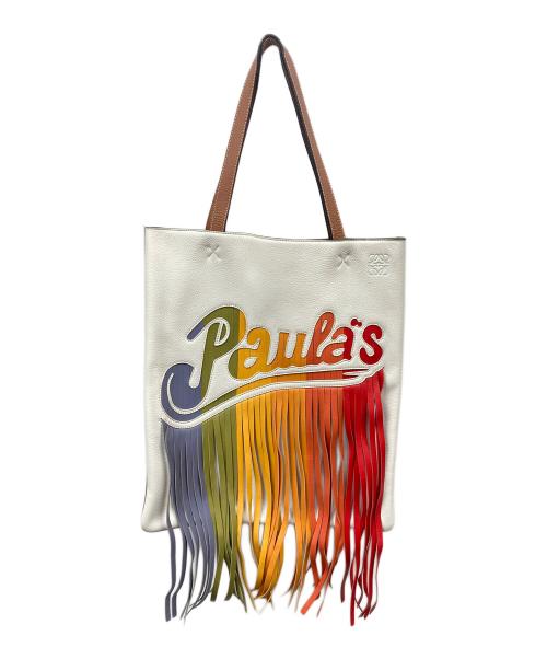 LOEWE（ロエベ）LOEWE (ロエベ) パウラズ イビザフリンジ トートバッグ ホワイトの古着・服飾アイテム