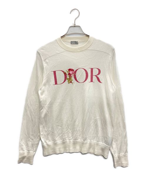 Dior（ディオール）Dior (ディオール) Jardin シルク混 フローラル刺繍 ニット ベージュ サイズ:SIZE Sの古着・服飾アイテム