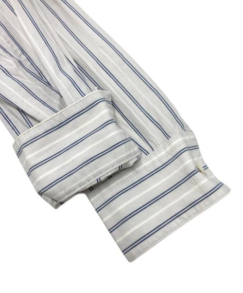 N.HOOLYWOOD（エヌ ハリウッド）N.HOOLYWOOD (エヌ ハリウッド) クレイジーパターン ツイン ストライプ ブロード ロング シャツ ホワイト×ブルー サイズ:SIZE 36の古着・服飾アイテム