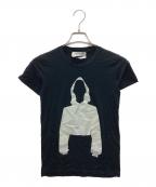 Yves Saint Laurentイヴサンローラン）の古着「フロッキープリントTシャツ」｜ブラック