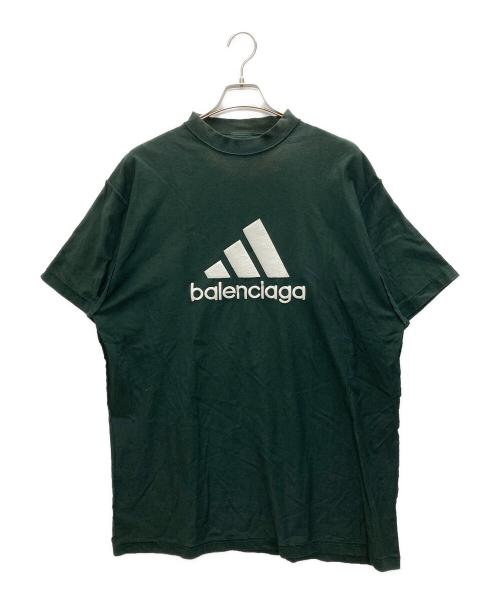 BALENCIAGA（バレンシアガ）BALENCIAGA (バレンシアガ) adidas (アディダス) ロゴ刺繍インサイドアウトTシャツ グリーン サイズ:SIZE 1の古着・服飾アイテム
