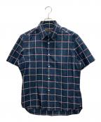 LOUIS VUITTONルイ ヴィトン）の古着「サイチェック柄シルク半袖シャツ」｜ネイビー
