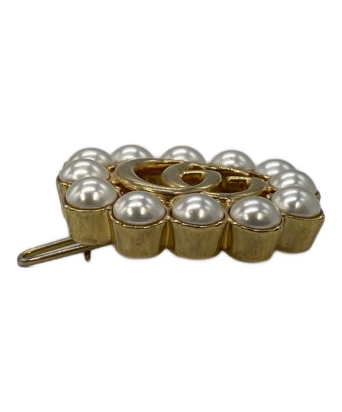 GUCCI（グッチ）GUCCI (グッチ) Pearl Double G Hair Clip ホワイト×ゴールドの古着・服飾アイテム