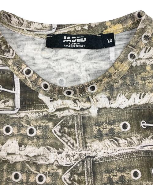 Jaded London（ジェイデッドロンドン）JADED LONDON (ジェイデッドロンドン) ベルト転写L/Sカットソー グリーン サイズ:SIZE XSの古着・服飾アイテム