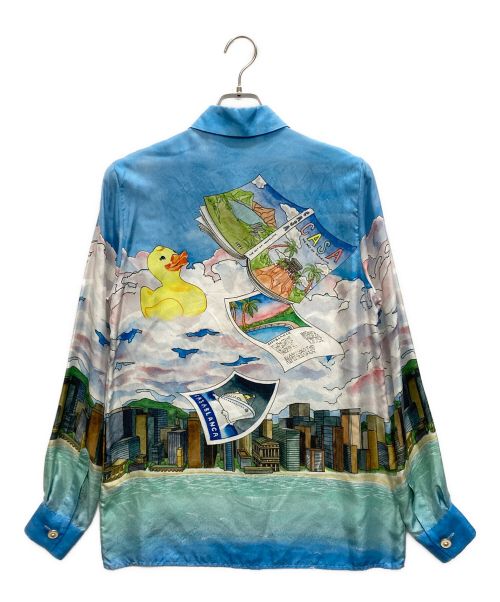 CASABLANCA（カサブランカ）CASABLANCA (カサブランカ) Printed Classic Silk Twill Shirt ブルー サイズ:SIZE 38の古着・服飾アイテム