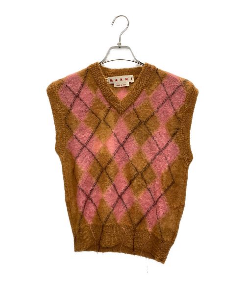 MARNI（マルニ）MARNI (マルニ) ホツレ加工モヘアニットベスト ブラウン×ピンク サイズ:SIZE 46の古着・服飾アイテム