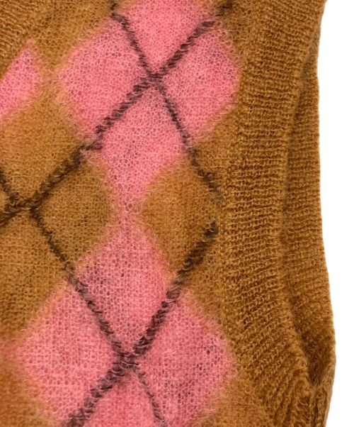 MARNI（マルニ）MARNI (マルニ) ホツレ加工モヘアニットベスト ブラウン×ピンク サイズ:SIZE 46の古着・服飾アイテム