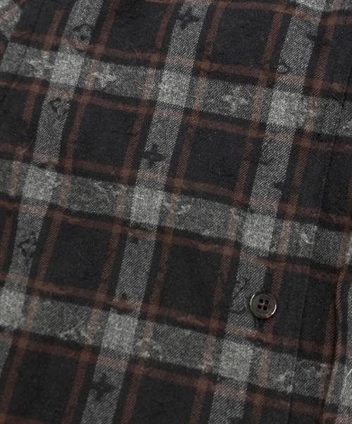 LOUIS VUITTON（ルイ ヴィトン）LOUIS VUITTON (ルイ ヴィトン) モノグラムチェックシャツ グレー サイズ:SIZE　Mの古着・服飾アイテム