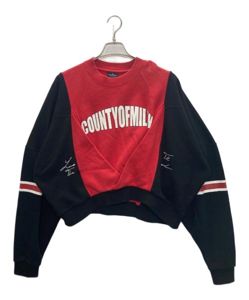 MARCELO BURLON（マルセロバーロン）MARCELO BURLON (マルセロバーロン) 再構築スウェット レッド×ブラック サイズ:SIZE Mの古着・服飾アイテム