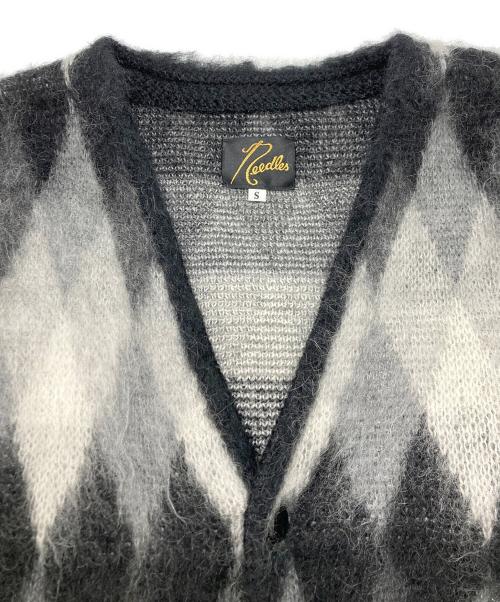 Needles（ニードルズ）Needles (ニードルズ) アーガイルモヘアカーディガン ブラック×ホワイト サイズ:SIZE Sの古着・服飾アイテム