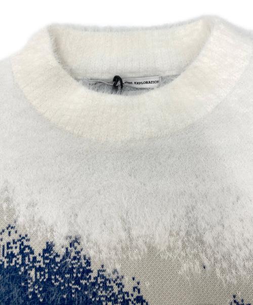 F/CE.（エフシーイー）F/CE. (エフシーイー) MISTY LANDSCAPE KNIT ホワイト×ブルー サイズ:SIZE Sの古着・服飾アイテム