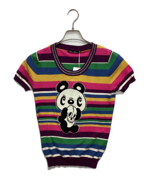 Hysteric Glamour（ヒステリックグラマー）Hysteric Glamour (ヒステリックグラマー) スカルパンダマルチカラーボーダーニット ピンク サイズ:SIZE Freeの古着・服飾アイテム